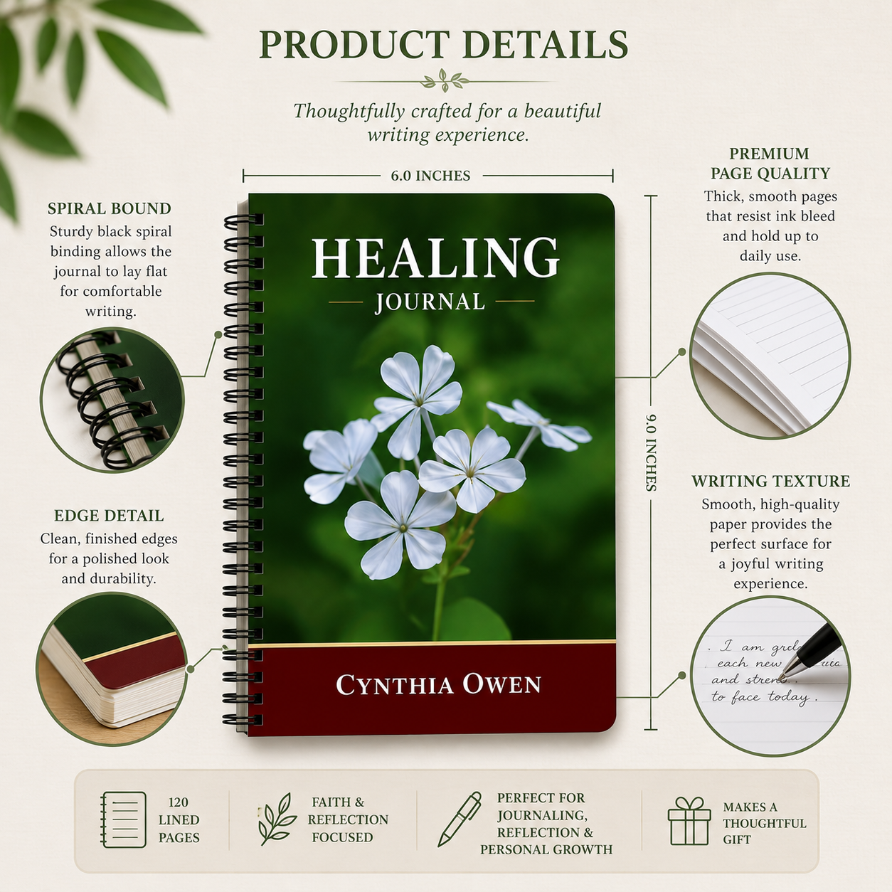 Healing Journal for Prayer, Reflection & Encouragement | Spiral Bound 6x9